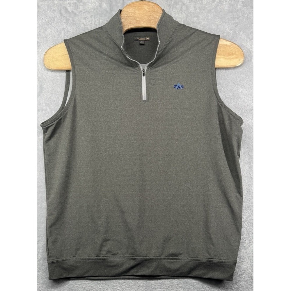 Peter Millar Vest 1/4 Zip Performance Congaree Golf Club Logo Gray Men's XL